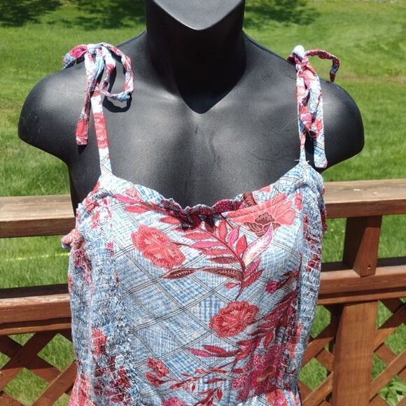 Knox Rose Blue and Red Floral Print Maxi Dress Size Medium - Picture 2 of 10